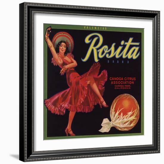 Rosita Brand - Canoga Park, California - Citrus Crate Label-Lantern Press-Framed Art Print