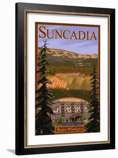 Roslyn, Washington, Suncadia Resort Scene-Lantern Press-Framed Art Print