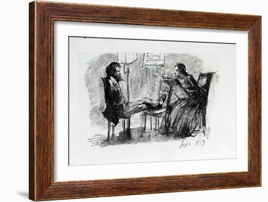 Rossetti Being Sketched by Elizabeth Siddal, September 1853-Dante Gabriel Rossetti-Framed Giclee Print