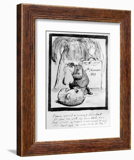 Rossetti Lamenting the Death of His Wombat, 1869 (Pen and Ink on Paper)-Dante Gabriel Rossetti-Framed Premium Giclee Print