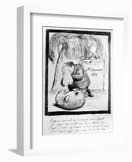 Rossetti Lamenting the Death of His Wombat, 1869 (Pen and Ink on Paper)-Dante Gabriel Rossetti-Framed Premium Giclee Print