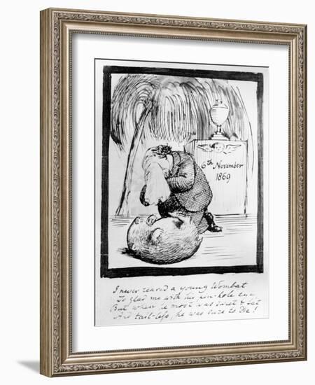 Rossetti Lamenting the Death of His Wombat, 1869 (Pen and Ink on Paper)-Dante Gabriel Rossetti-Framed Giclee Print