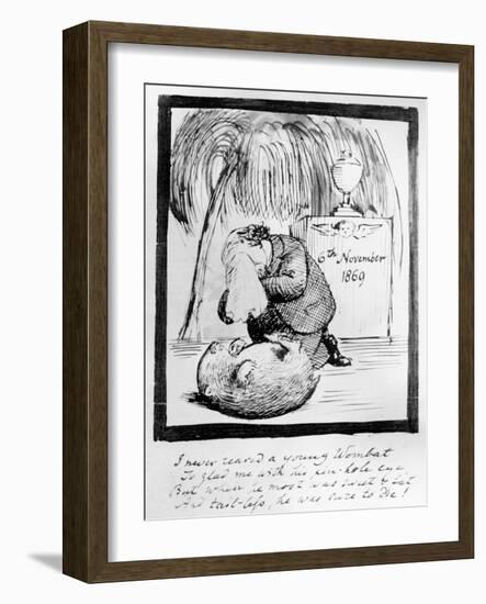 Rossetti Lamenting the Death of His Wombat, 1869 (Pen and Ink on Paper)-Dante Gabriel Rossetti-Framed Giclee Print