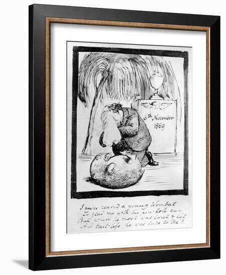 Rossetti Lamenting the Death of His Wombat, 1869 (Pen and Ink on Paper)-Dante Gabriel Rossetti-Framed Giclee Print