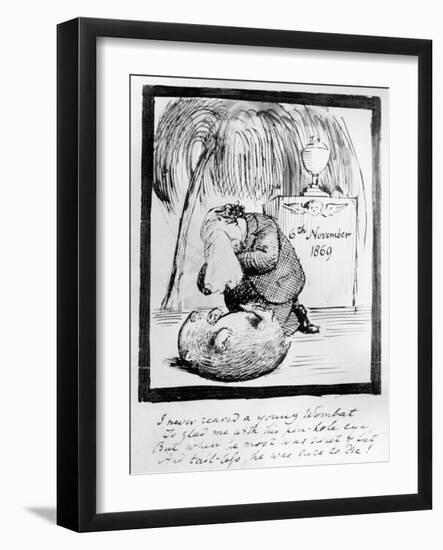 Rossetti Lamenting the Death of His Wombat, 1869 (Pen and Ink on Paper)-Dante Gabriel Rossetti-Framed Giclee Print