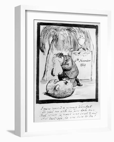 Rossetti Lamenting the Death of His Wombat, 1869 (Pen and Ink on Paper)-Dante Gabriel Rossetti-Framed Giclee Print