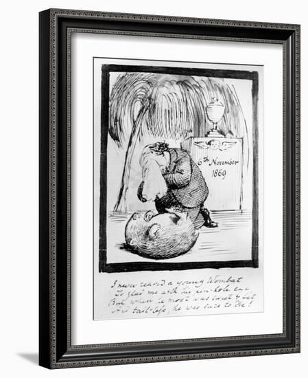 Rossetti Lamenting the Death of His Wombat, 1869 (Pen and Ink on Paper)-Dante Gabriel Rossetti-Framed Giclee Print