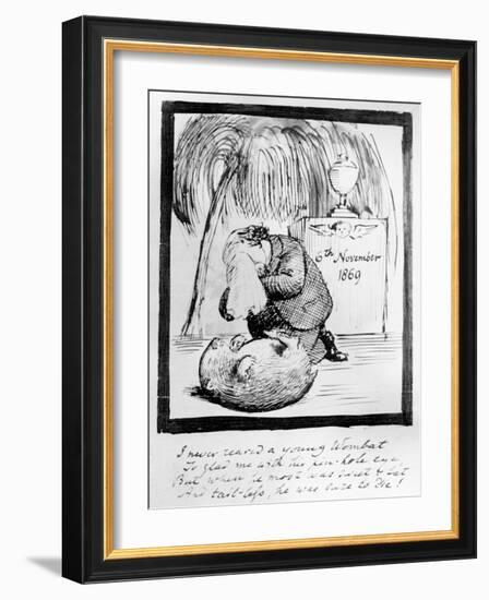 Rossetti Lamenting the Death of His Wombat, 1869 (Pen and Ink on Paper)-Dante Gabriel Rossetti-Framed Giclee Print