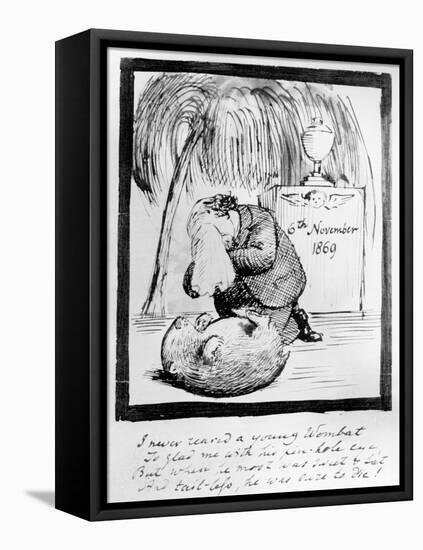 Rossetti Lamenting the Death of His Wombat, 1869 (Pen and Ink on Paper)-Dante Gabriel Rossetti-Framed Premier Image Canvas