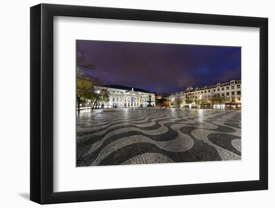 Rossio Square, Night Photography, Lisbon, Portugal-Axel Schmies-Framed Photographic Print