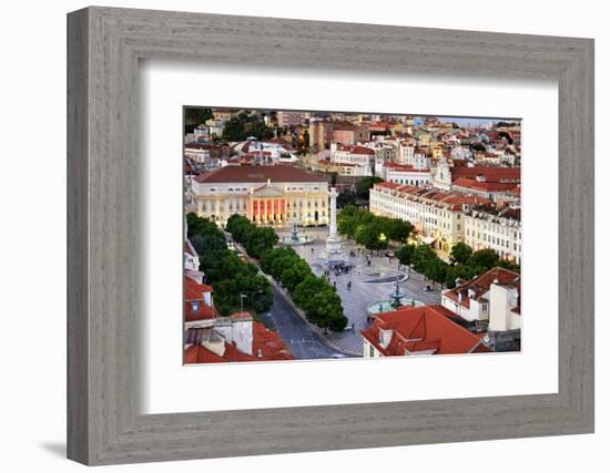 Rossio square or Praca Dom Pedro IV, the heart of the historic centre at twilight. Lisbon, Portugal-Mauricio Abreu-Framed Photographic Print