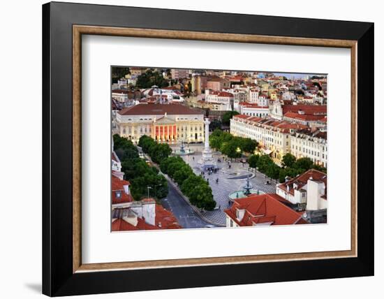 Rossio square or Praca Dom Pedro IV, the heart of the historic centre at twilight. Lisbon, Portugal-Mauricio Abreu-Framed Photographic Print