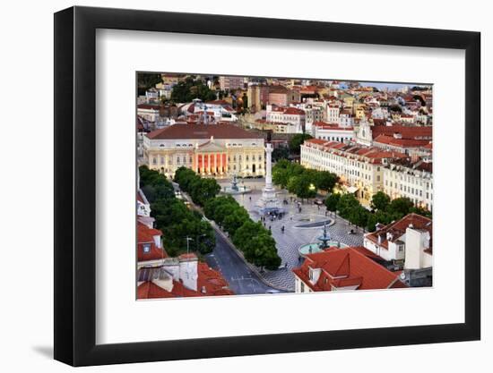 Rossio square or Praca Dom Pedro IV, the heart of the historic centre at twilight. Lisbon, Portugal-Mauricio Abreu-Framed Photographic Print