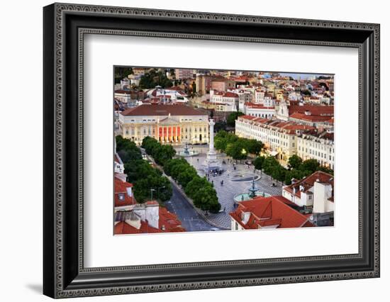 Rossio square or Praca Dom Pedro IV, the heart of the historic centre at twilight. Lisbon, Portugal-Mauricio Abreu-Framed Photographic Print