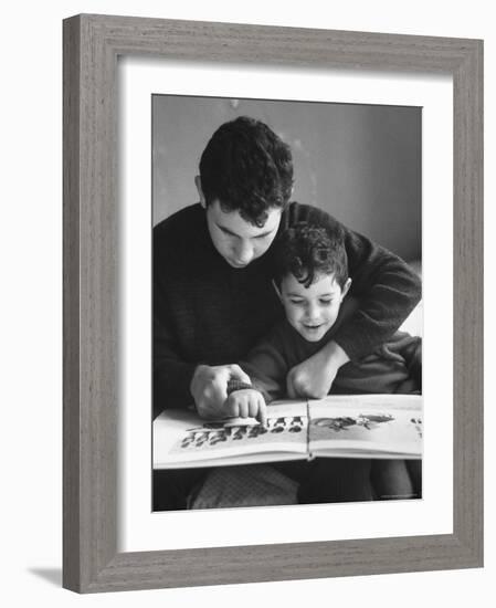 Rotolo Brothers Reading Book in Sicily After Cataract Operations Restored their Sight-Carlo Bavagnoli-Framed Photographic Print