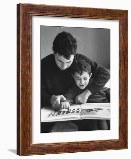 Rotolo Brothers Reading Book in Sicily After Cataract Operations Restored their Sight-Carlo Bavagnoli-Framed Photographic Print