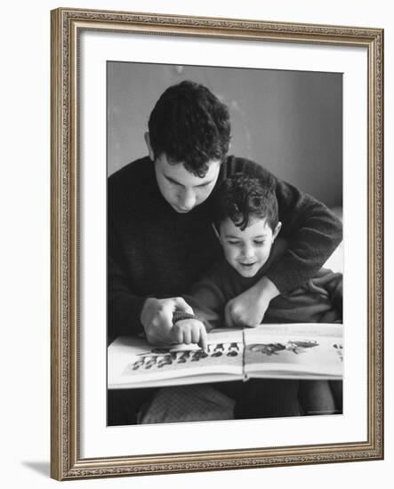Rotolo Brothers Reading Book in Sicily After Cataract Operations Restored their Sight-Carlo Bavagnoli-Framed Photographic Print