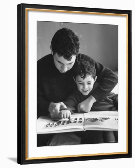 Rotolo Brothers Reading Book in Sicily After Cataract Operations Restored their Sight-Carlo Bavagnoli-Framed Photographic Print