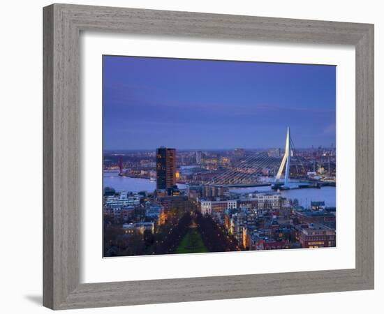 Rotterdam and Erasmus Bridge from Euromast Tower, Rotterdam, Holland-Michele Falzone-Framed Photographic Print