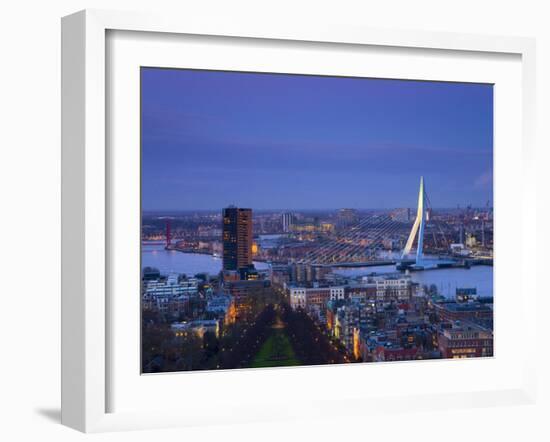 Rotterdam and Erasmus Bridge from Euromast Tower, Rotterdam, Holland-Michele Falzone-Framed Photographic Print