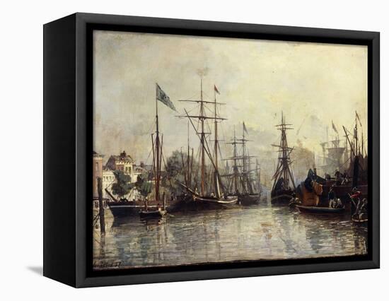 Rotterdam Harbour-Johan Barthold Jongkind-Framed Premier Image Canvas