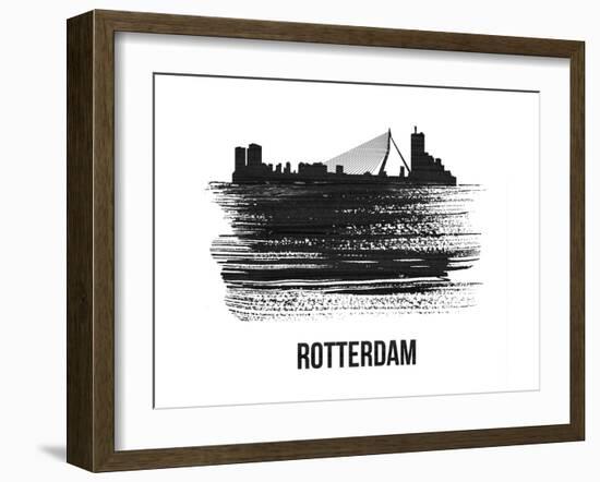 Rotterdam Skyline Brush Stroke - Black II-NaxArt-Framed Art Print