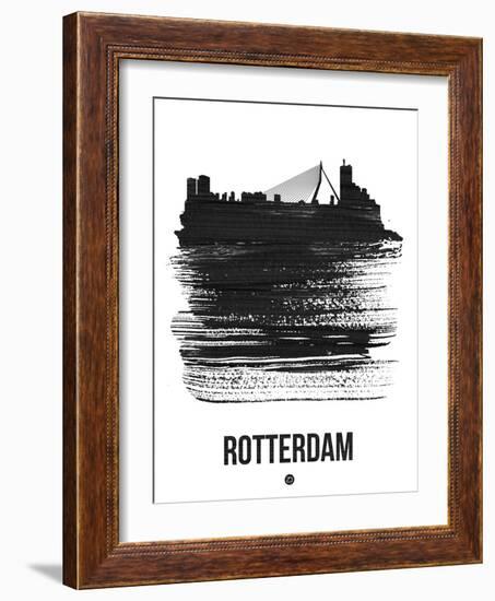 Rotterdam Skyline Brush Stroke - Black-NaxArt-Framed Art Print