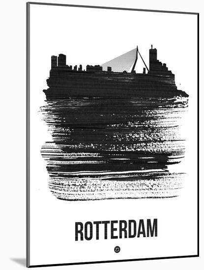 Rotterdam Skyline Brush Stroke - Black-NaxArt-Mounted Art Print