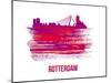 Rotterdam Skyline Brush Stroke - Red-NaxArt-Mounted Art Print