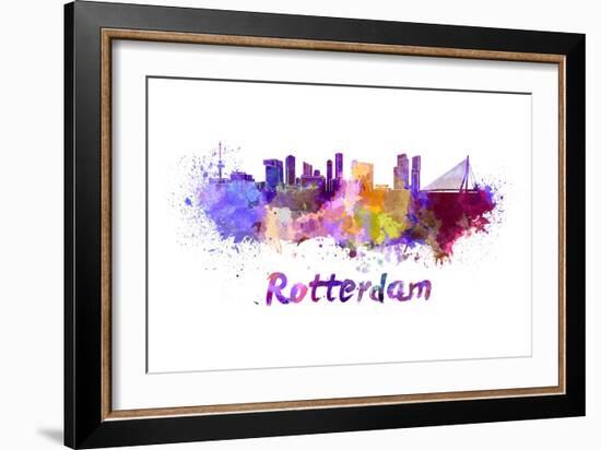 Rotterdam Skyline in Watercolor-paulrommer-Framed Art Print