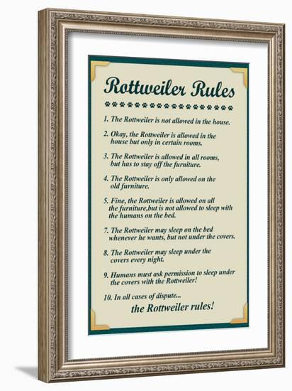 Rottweiler House Rules-null-Framed Art Print