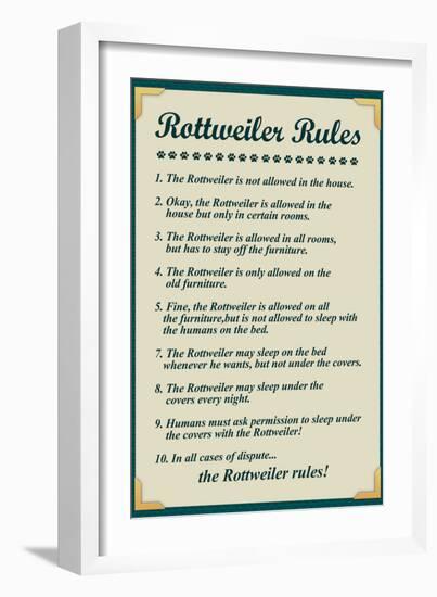 Rottweiler House Rules-null-Framed Art Print