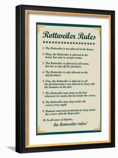 Rottweiler House Rules-null-Framed Art Print