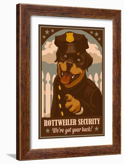 Rottweiler - Retro Security Ad-Lantern Press-Framed Art Print