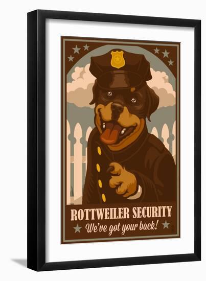Rottweiler - Retro Security Ad-Lantern Press-Framed Art Print
