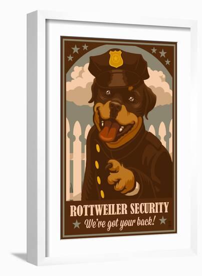 Rottweiler - Retro Security Ad-Lantern Press-Framed Art Print