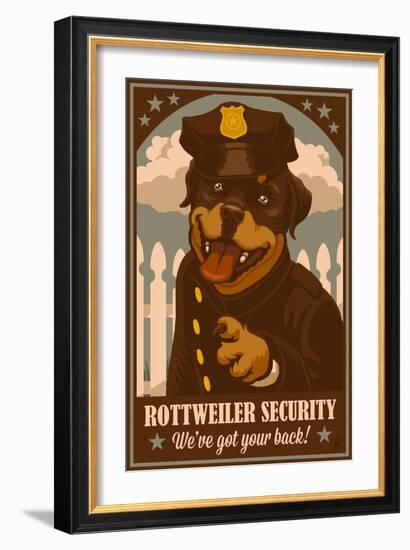 Rottweiler - Retro Security Ad-Lantern Press-Framed Art Print