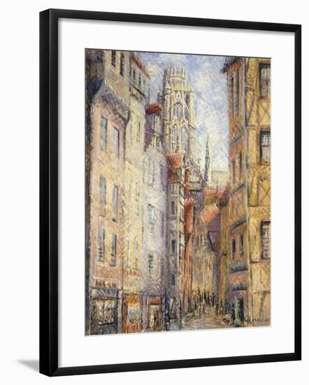 Rouen, a Street by the Church; Rouen, Rue Avec L'Eglise, C.1920-Gustave Loiseau-Framed Giclee Print