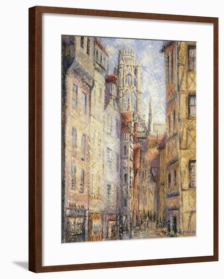 Rouen, a Street by the Church; Rouen, Rue Avec L'Eglise, C.1920-Gustave Loiseau-Framed Giclee Print