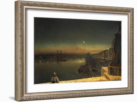 Rouen at Night from the Pont de Pierre, 1878-John Atkinson Grimshaw-Framed Giclee Print