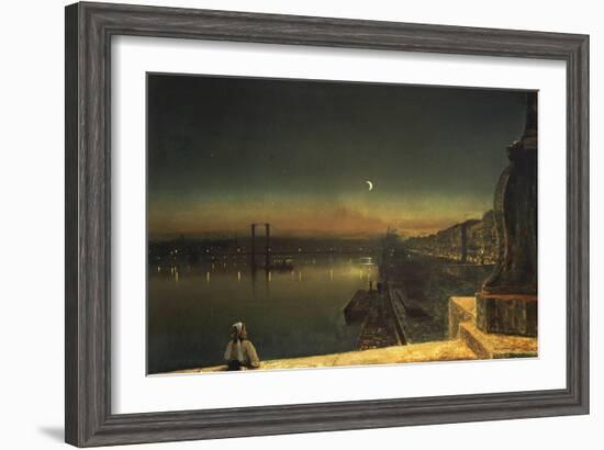 Rouen at Night from the Pont de Pierre, 1878-John Atkinson Grimshaw-Framed Giclee Print