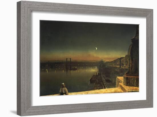 Rouen at Night from the Pont de Pierre, 1878-John Atkinson Grimshaw-Framed Giclee Print