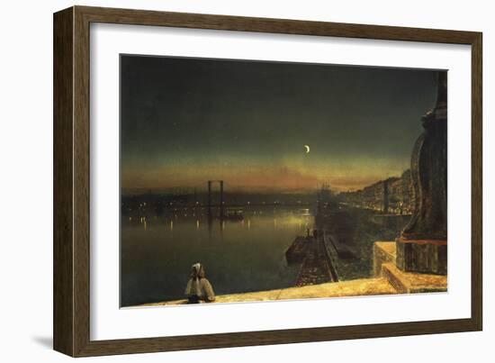 Rouen at Night from the Pont de Pierre, 1878-John Atkinson Grimshaw-Framed Giclee Print