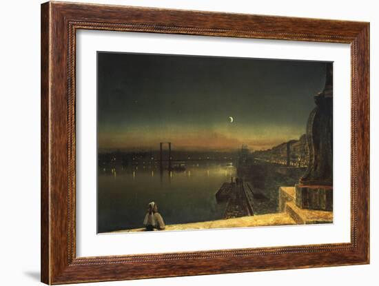 Rouen at Night from the Pont de Pierre, 1878-John Atkinson Grimshaw-Framed Giclee Print