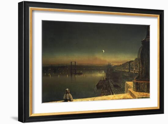 Rouen at Night from the Pont de Pierre, 1878-John Atkinson Grimshaw-Framed Giclee Print