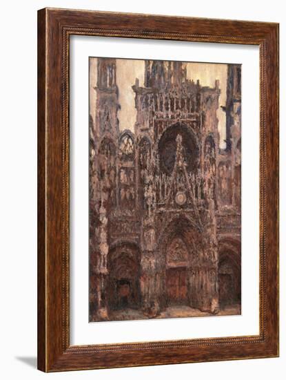 Rouen Cathedral, Evening Effect, Harmony in Brown-Claude Monet-Framed Art Print