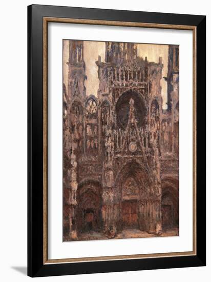 Rouen Cathedral, Evening Effect, Harmony in Brown-Claude Monet-Framed Art Print