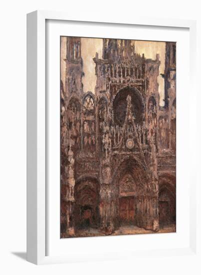 Rouen Cathedral, Evening Effect, Harmony in Brown-Claude Monet-Framed Art Print