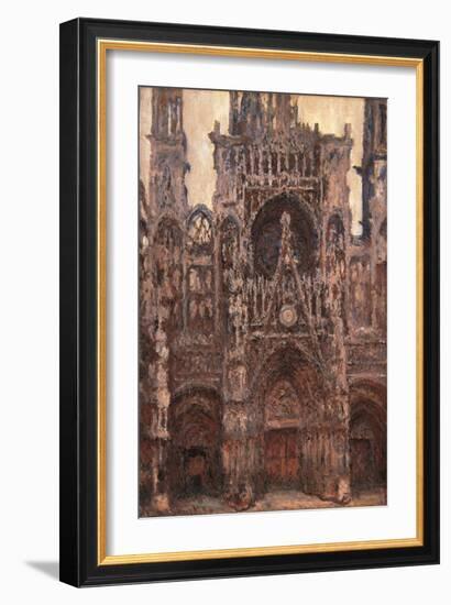 Rouen Cathedral, Evening Effect, Harmony in Brown-Claude Monet-Framed Art Print