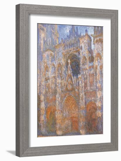Rouen Cathedral, Full Sunlight Harmony in Blue-Claude Monet-Framed Art Print